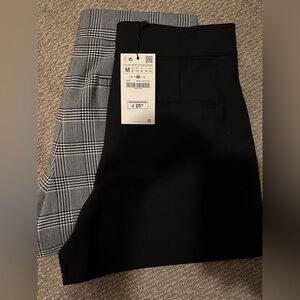 Zara Black and Gray Plaid Women's Shorts